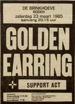 Golden Earring concert poster Roden - De Brinkhoeve March 23, 1985